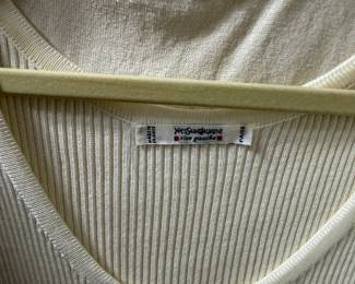 White Ribbed Knit Yves Saint Laurent Rive Gauche Top