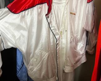 White and Red Fila Tracksuit with Black Piping