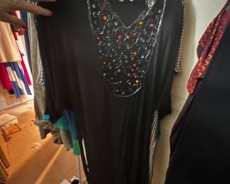 Black Sequin Embellished V-Neck Tunic Dress