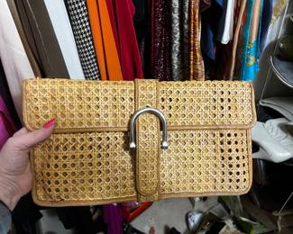 $125, Woven Rattan Straw Clutch Bag Boho Natural Fiber Envelope Handbag Resort Evening Purse
