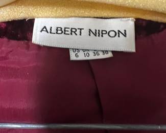 Albert Nipon Burgundy Textured Velvet Lined Jacket