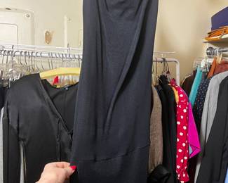 Black Sleeveless Jersey Knit Column Dress