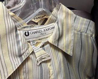 Striped Silk Blend Button-Down Shirt Charles Jourdan Paris