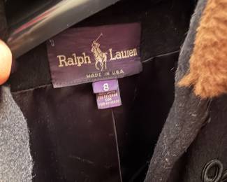 Ralph Lauren Wool Coat with Faux Fur Collar