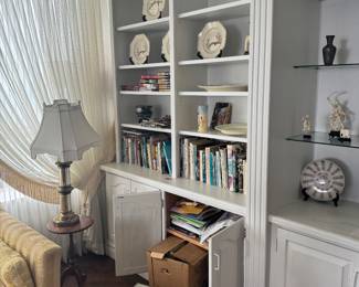 White Painted Wooden Bookcase with Lower Cabinets