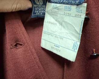 Emanuel Ungaro Parallèle Burgundy Wool Italian Jacket