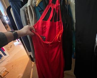 Red Halter Neck Cocktail Dress with Cage Back Detail