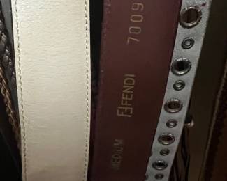 Fendi Brown Leather Belt with Gold Heat Stamp