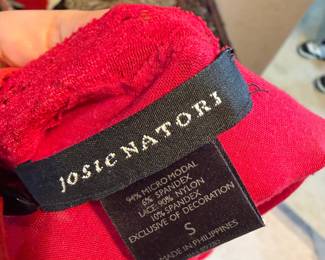 Josie Natori Red Modal and Lace Trim Top