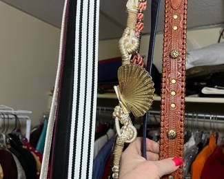 Tooled Leather and Nautical Rope Fashion Belt Collection