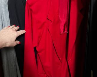 Red Tailored Notched Lapel Blazer