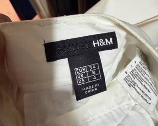 White Cotton Blend Trousers