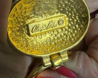 Alex and Lee Gold-Tone Textured Metal Hinged Jewelry Piece
