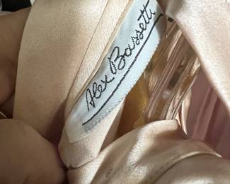 Alex Bassett Peach Satin Evening Gown