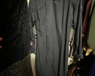 Navy Blue Wool Long Sleeve Belted Day Dress