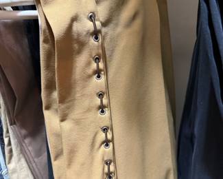 Tan Side Lace-Up Trousers with Metal Grommets
