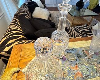 Pair of Cut Lead Crystal Barware Decanters