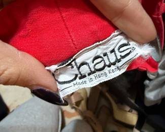 Red Knit Garment with Chaus Label Made in Hong Kong