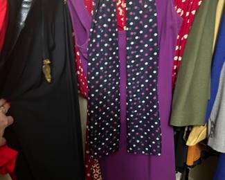 Purple Sleeveless Shift Dress with Polka Dot Scarf