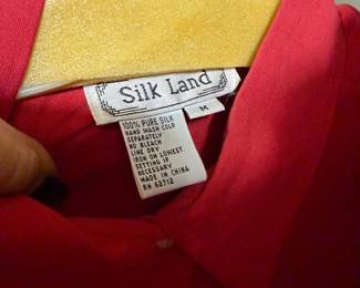 Pure Silk Red Button Down Shirt by Silk Land