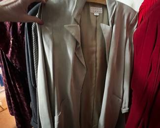 Lesley Fay Taupe Longline Blazer with Notched Lapel