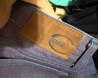 Just Cavalli Indigo Denim Jeans with Suede Logo Patch