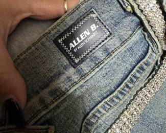 Rhinestone Embellished Denim Jeans by Allen Schwartz
