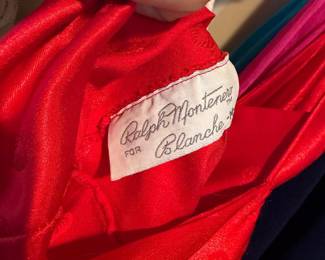 Red Jacquard Satin Robe by Ralph Montenero for Blanche