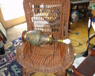 Wicker chairs throughout (the lamp was sold)