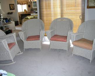 This fabulous set of wicker furniture is over 100 years old, and was originally purchased for my client's grandparent's "boat house" in Wisconsin.