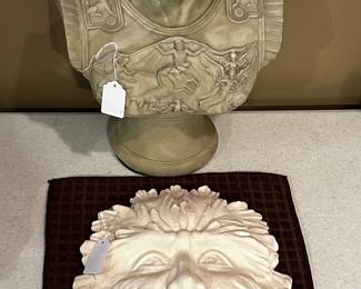Resin Caesar and Chalkware Wall Hanging