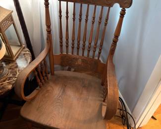 Antique oak pressed back rocking chair