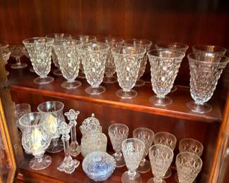 Cabinet of crystal and glass stemware and goblets