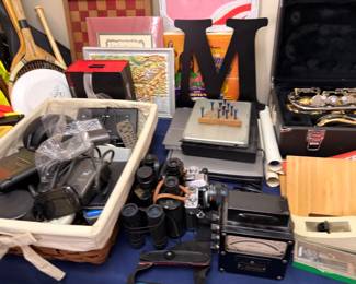 Vintage binoculars, electronics, cameras and gadgets
