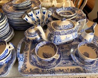 Blue and white Spode Italian transferware serving set
