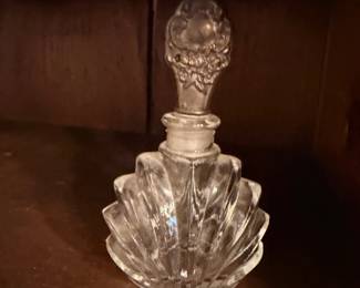 Cut crystal perfume bottle with figural stopper