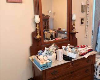 Antique Victorian Eastlake walnut dresser with mirror