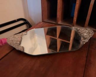 Ornate silverplate footed serving tray