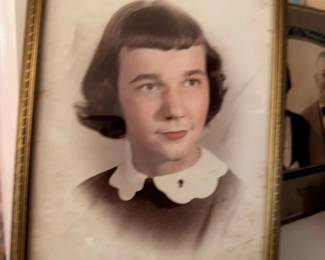 Vintage framed hand-tinted portrait photograph