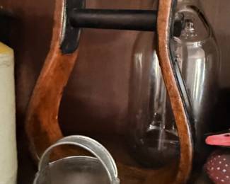 Antique primitive cast iron and wood implement