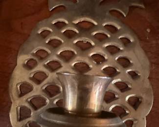 Brass pineapple wall sconce candle holder