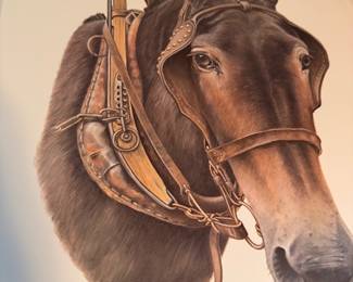 Framed C. Don Ensor signed print Beck, mule in harness