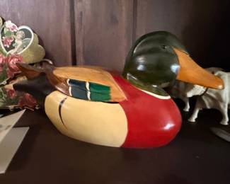 Large painted carved wood mallard duck decoy