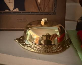 Brass domed butter dish with cover