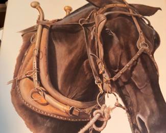 Framed C. Don Ensor signed print, draft horse in harness