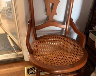 Antique Victorian carved walnut caned seat side chair