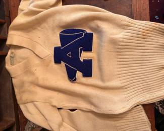 Vintage wool letterman varsity sweater with chenille letter