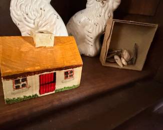 Handmade painted wood cottage house model