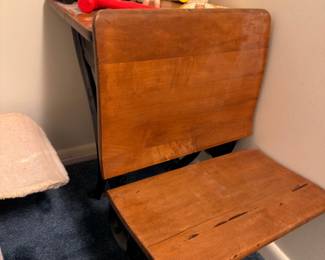 Antique wood and cast iron school desk