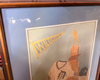 Framed Wildcats football art with pennant and jersey